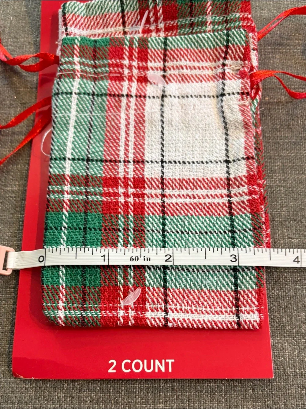 Holiday Style Christmas Fabric Gift Bags Drawstring Lot of 6